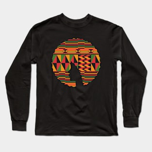Afro Hair Woman with African Pattern, Black History Long Sleeve T-Shirt